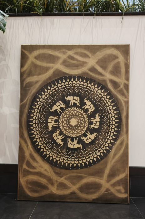 Obraz Mandala 100/80 cm strukturalny 3D,  ręcznie malowany