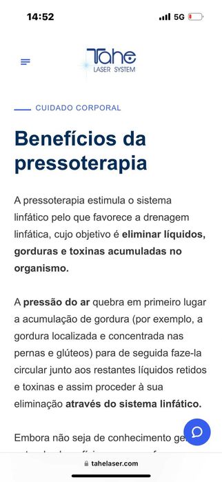 Pressoterapia + infraverm Tahe + marquesa regulável + radiofrequência