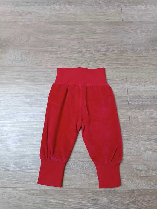 Spodnie spodenki haremki bawełna czerwone gładkie welurowe 'H&M' 62