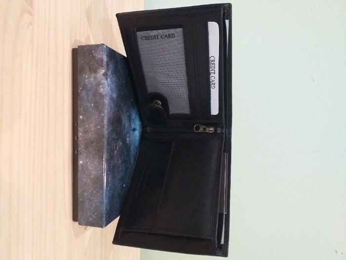 Carteira homem preta em pele