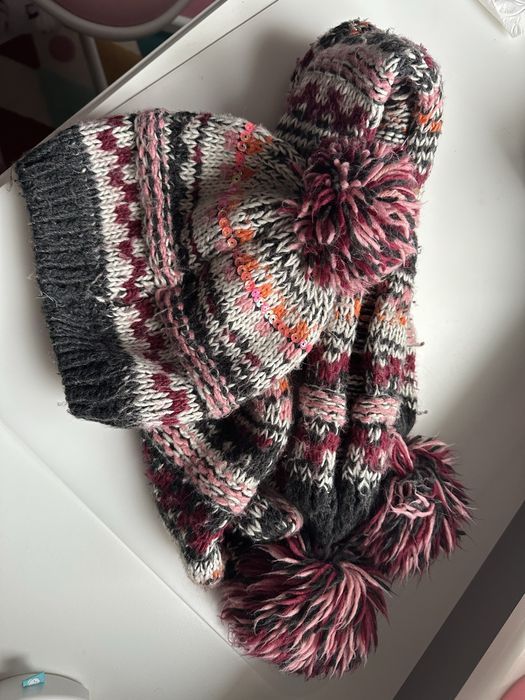 Zestaw komplet zimowy Zara Kids dla dziewczynki czapka z szalikiem