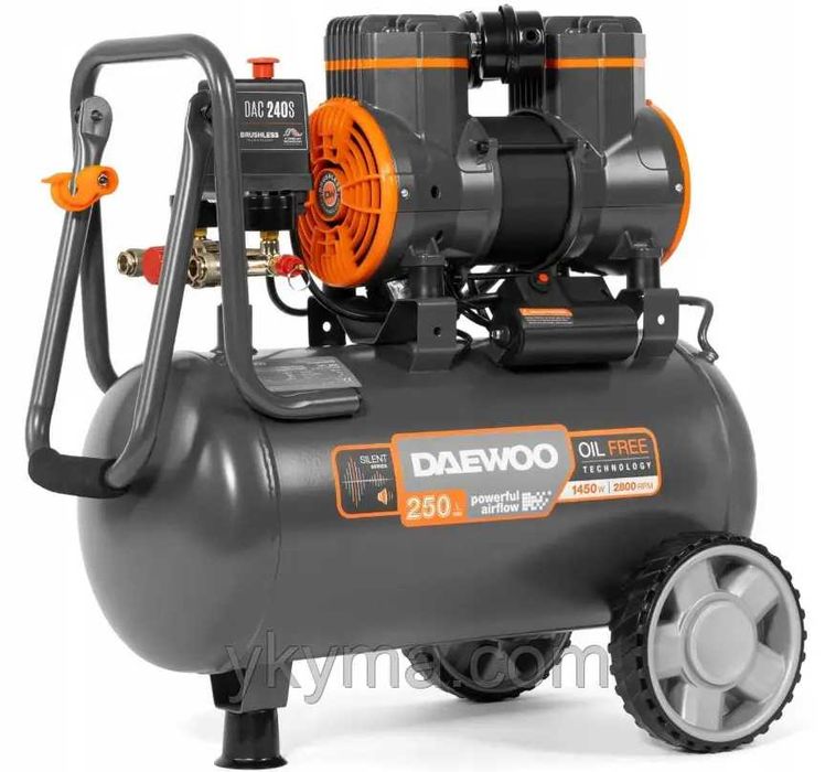 Компресор безмасляний 2-х поршневий DAEWOO 24 л 1450 Вт 8 бар 250 л/хв