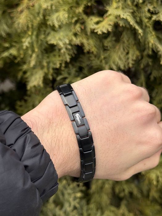 Браслет Lacoste Monogram чорний чоловічий браслет Лакост Лакоста