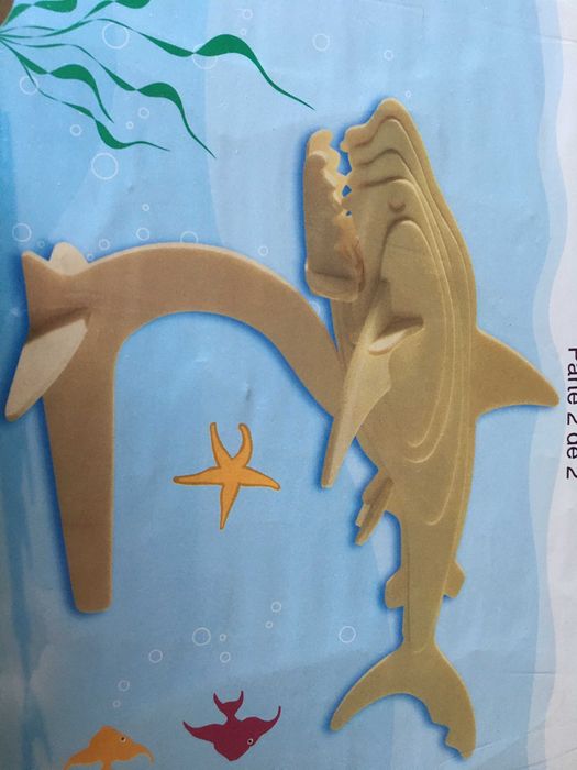 Puzzle tubarão 3D em madeira