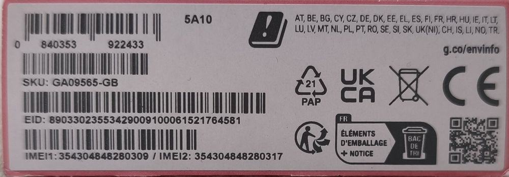 Pixel 9a 128 GB open box Європа неверлок