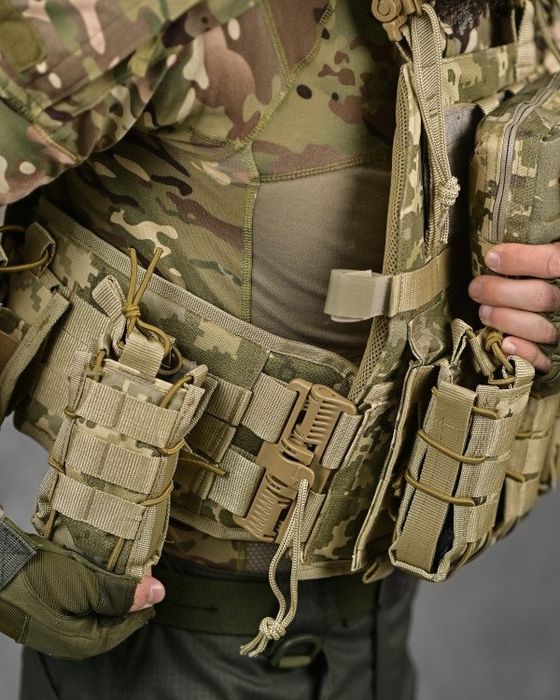 Плитоноска Attack піксель, Multicam Cordura 1000D швидкоскид 4т Molle під плити 25x30 ЗСУ