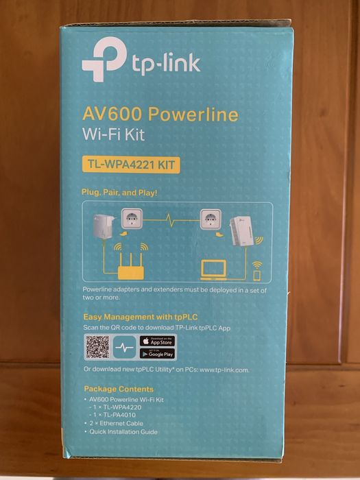 Kit Powerline TP-Link AV600 Wi-Fi (TL-WPA4221 KIT) - Completo na Caixa