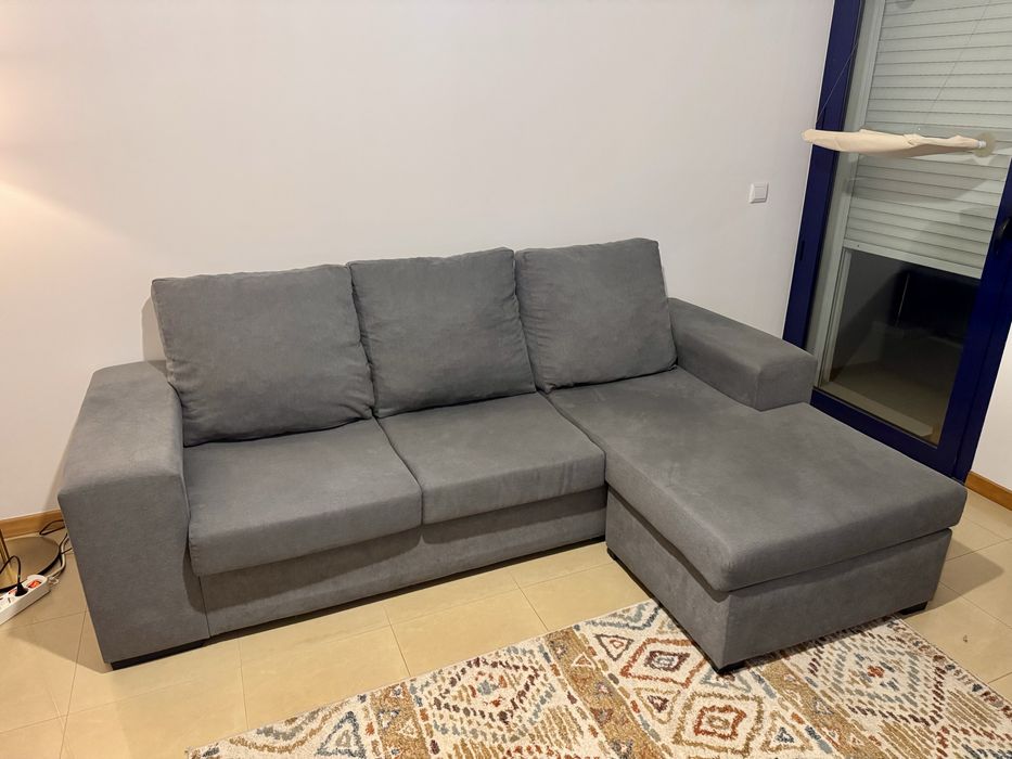 Sofá Cinza c/ Chaise Long