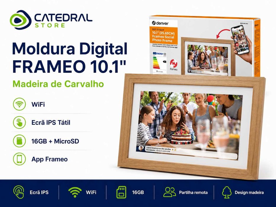Moldura Digital FRAMEO 10.1" Denver Madeira Carvalho
