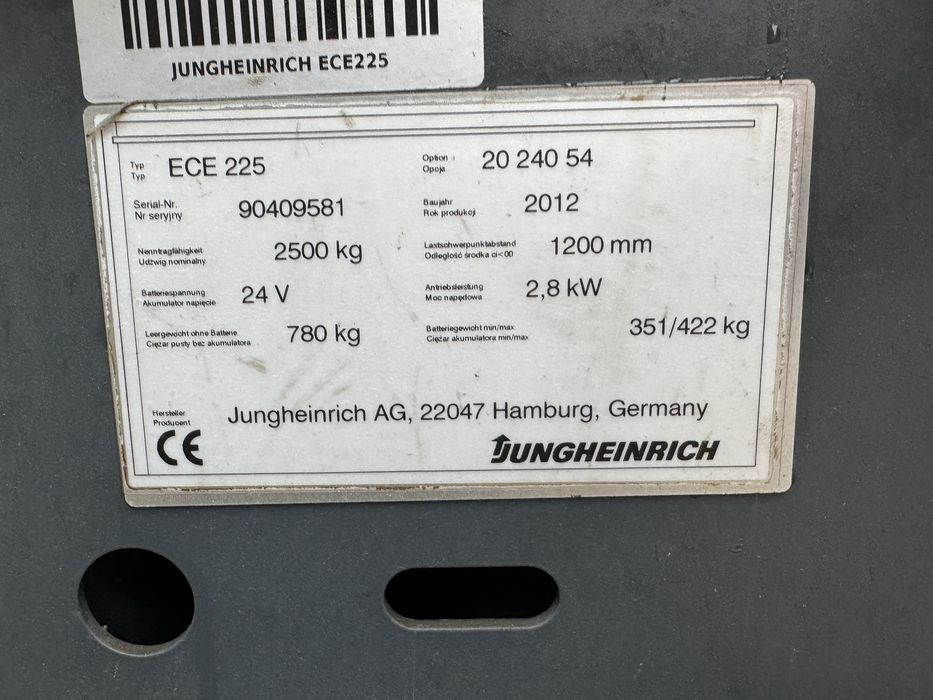 Електричний візок Jungheinrich ECE 225 2012 рік.