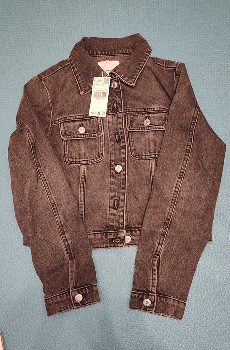 Damska czarna kurtka katana jeansowa Mango S