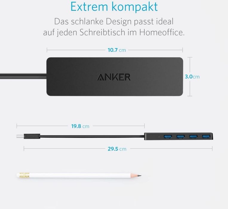 Anker AK-A7516 Usb Hub, 4 porty, Czarny port łącznik