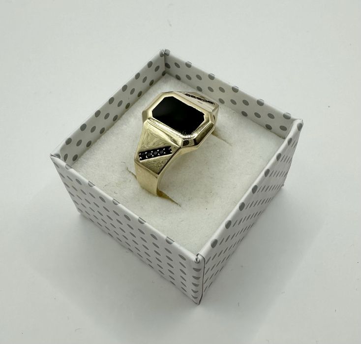 Złoty Męski Sygnet z Onyksem Pr.585 NOWY !
