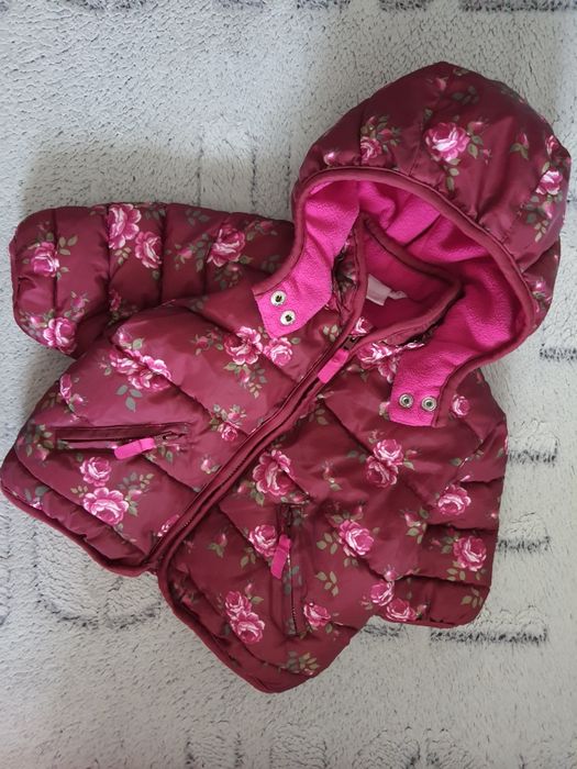 Kurtka zimowa w kwiatuszki h&m 2-4 miesiące 62cm