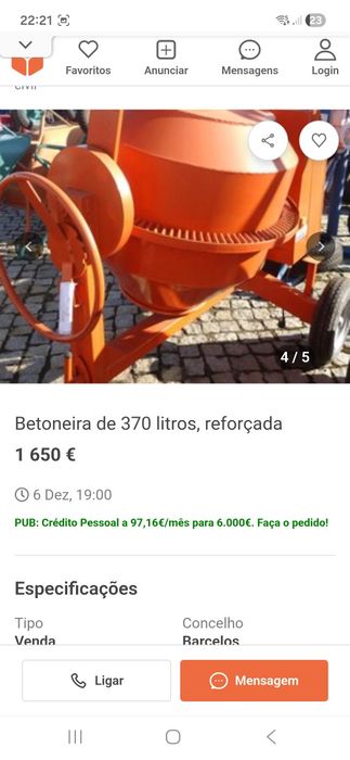Vendo betoneira como nova