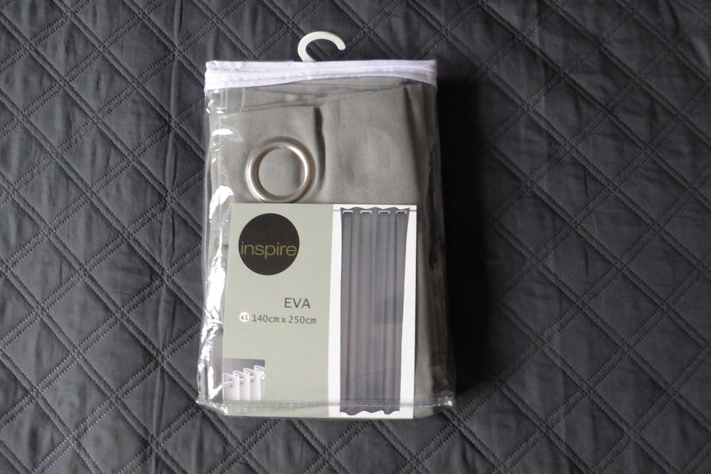 Nowa zasłona szara na przelotkach 140x250, bawełna