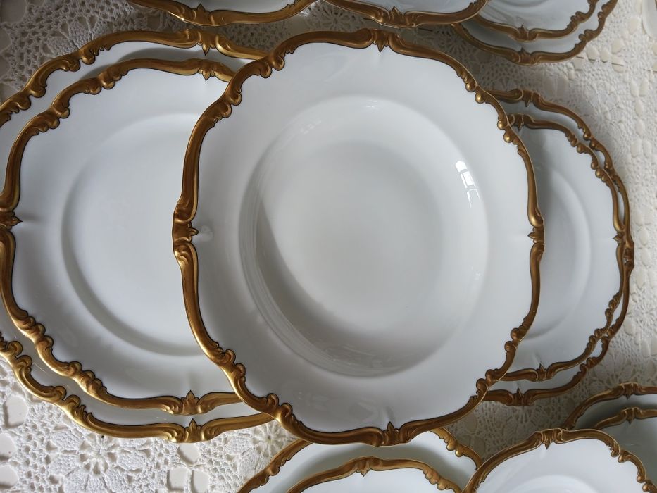 1930 Rosenthal Pompadour grube zlocenie serwis obiadowy