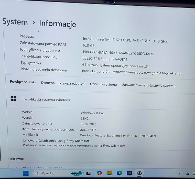 Komputer i7 6700  win11 pro