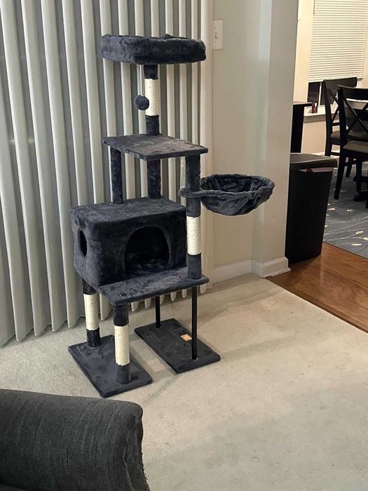 Drapak dla kota wysoki 125cm Domek Hamak Legowisko Szary NOWY