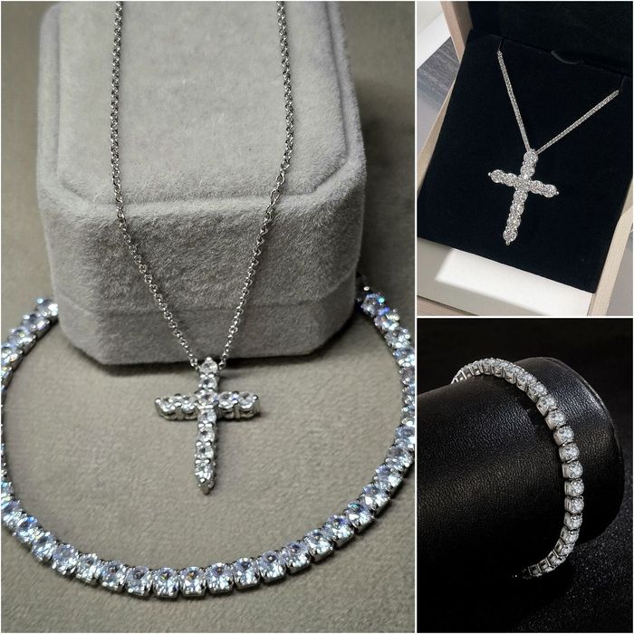 Новий "теніс" браслет та хрестик на ланцюжку.