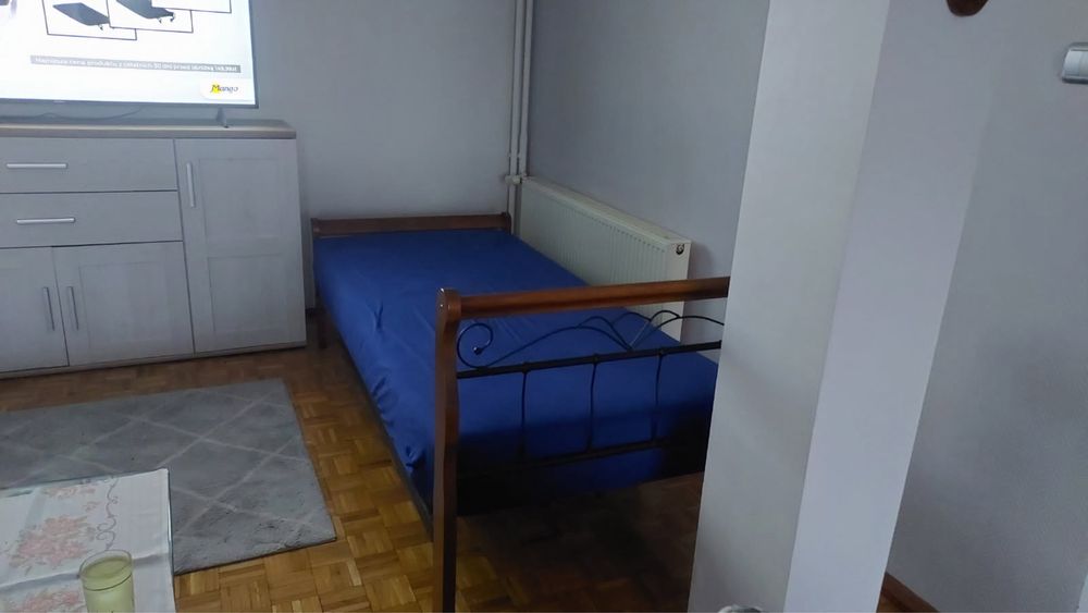 Rama metalowa łóżko pojedyncze stelaż drewno  90x200