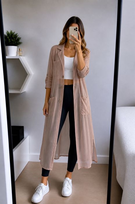 Transparnetny brazowy bezowy plaszcz trencz sinsay XXS/32