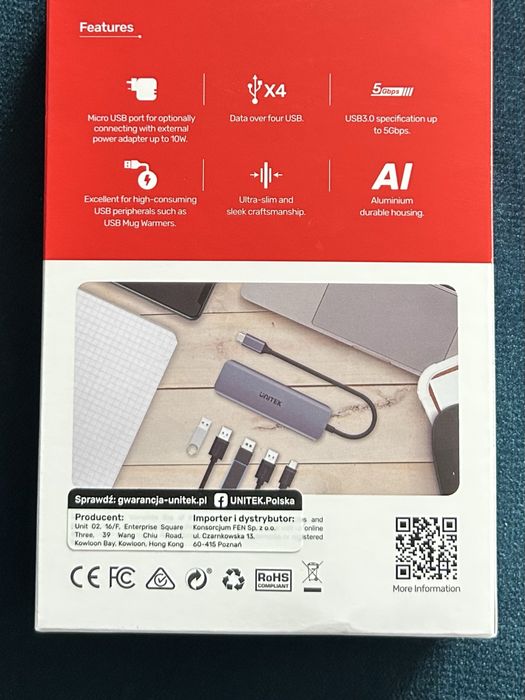 Unitek uHUB P5+ USB-C rozdzielacz