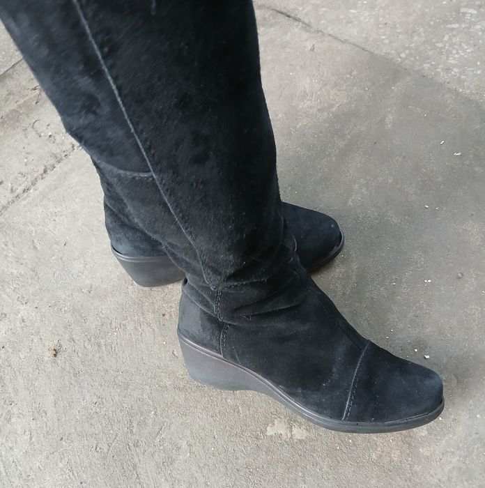 Сапожки замшеві,натуральні,ботфоиди 37р.