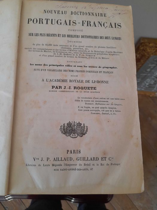 Dicionário antigo Português - Francês