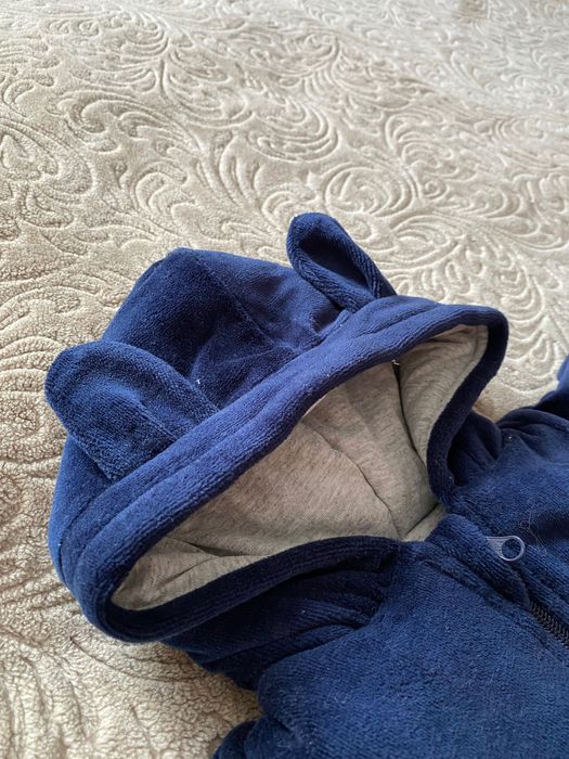 Комбінезон Bambinelli велюр утеплений з вишивкою синій р.68