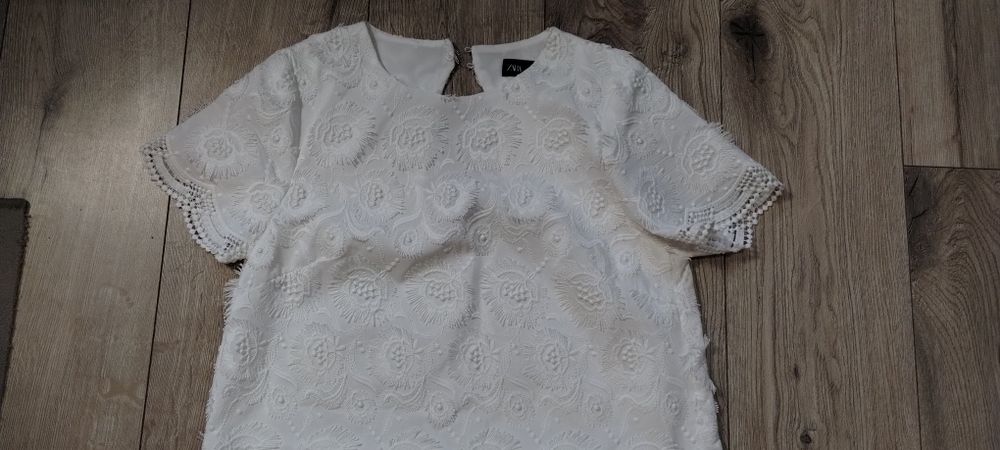 ZARA piękna sukienka z gipiury, haft, obłędna - nowa!