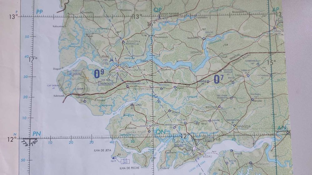 Stara mapa nawigacyjna lotnicza ONC K-1  Afryka Zach.- Senegal, Mali..