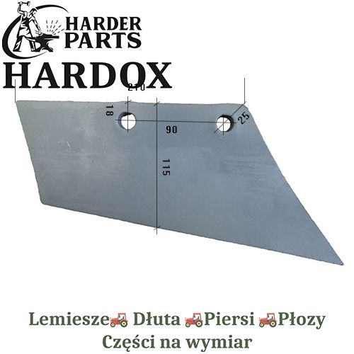 Lemiesz przedpłużka Steeno HARDOX części do pługa 2X lepsze niż Borowe