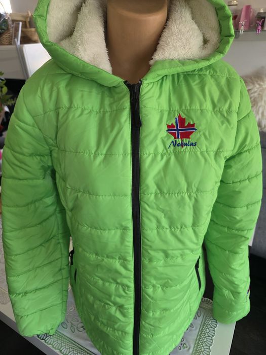 Kurtka zimowa damska Nebulus Glowfur r. 40 (L) Limonka / Stan dbb