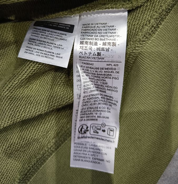 Кофта Свитшот Levis Size S/M Original 100% Cotton