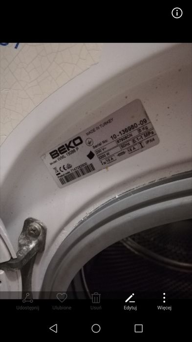 Pralka beko volumax 5 kg uszkodzony programator