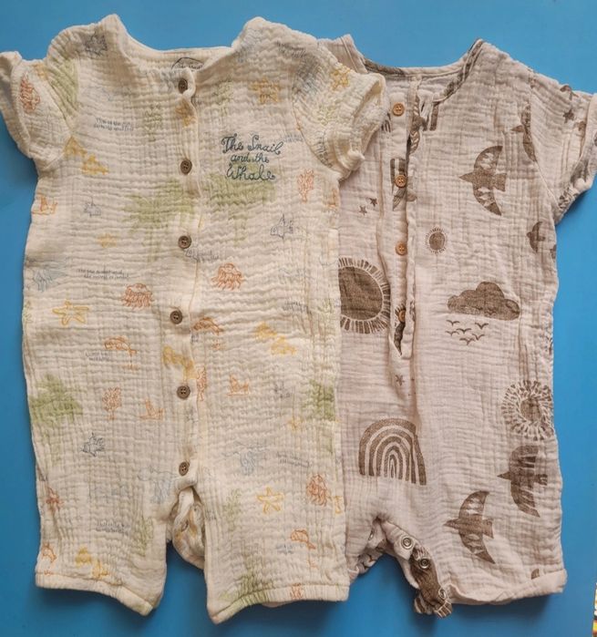 Nowe rampersy muslinowe 2szt. dla chłopca rozm.86