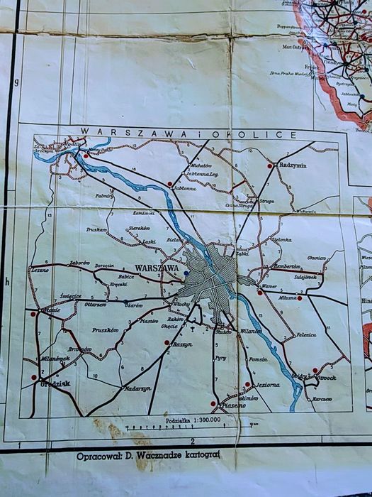 MAPA  od 1939 do 1940 samochodowa stanu dróg w Polsce.
