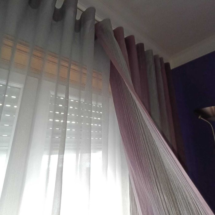 Cortinados Onda Perfeita + Varões | Excelente Estado