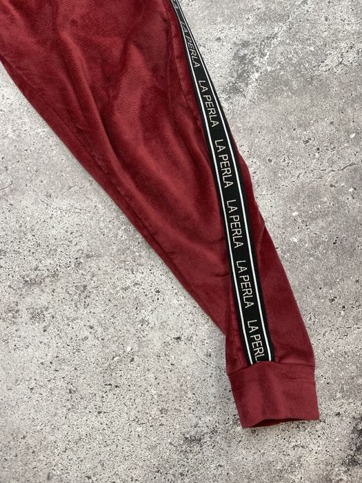 Женские теплые велюровые штаны на флисе La Perla S/M  красные бордовые