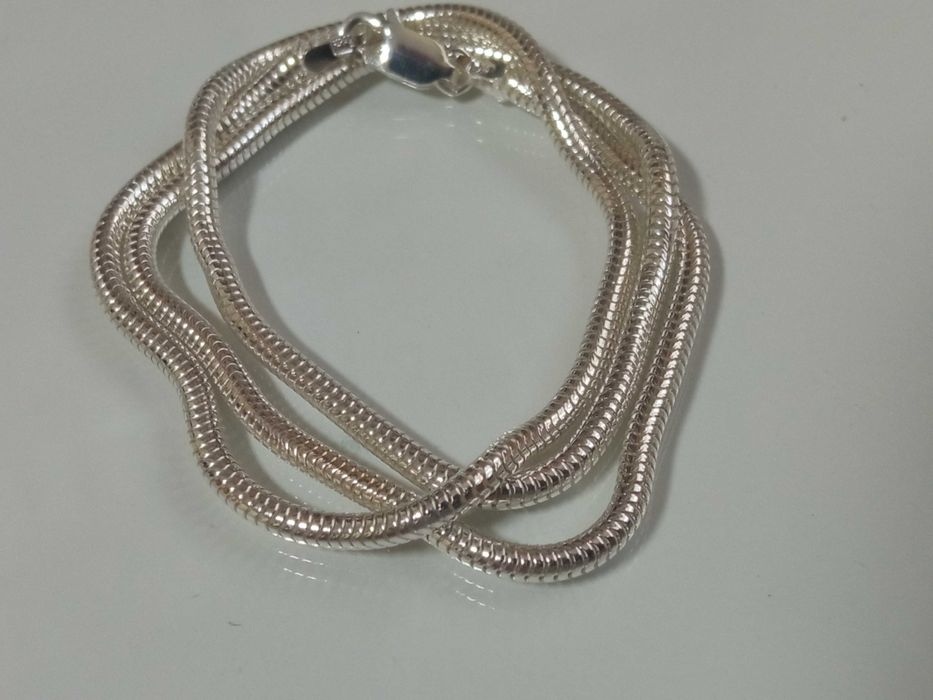 Elegancki naszyjnik łańcuszek 42 cm Splot Linka żmijka Sterling Silver 925