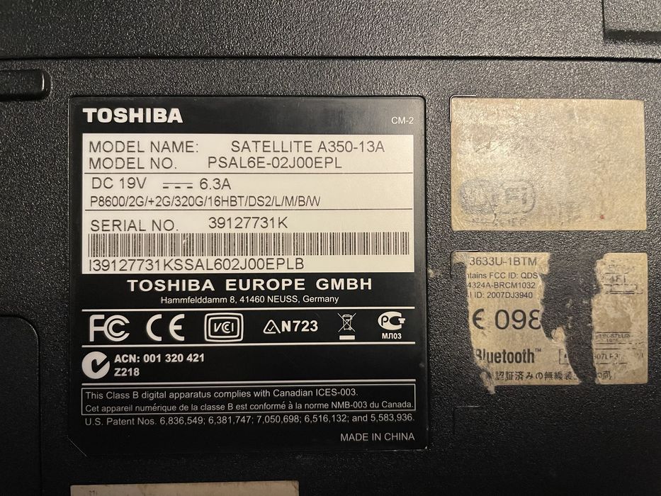 Laptop Toshiba Satellite A350-13A