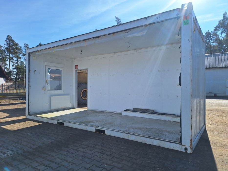 Kontener biurowy modułowy budowlany Containex z 3 scianami 6x2.5m