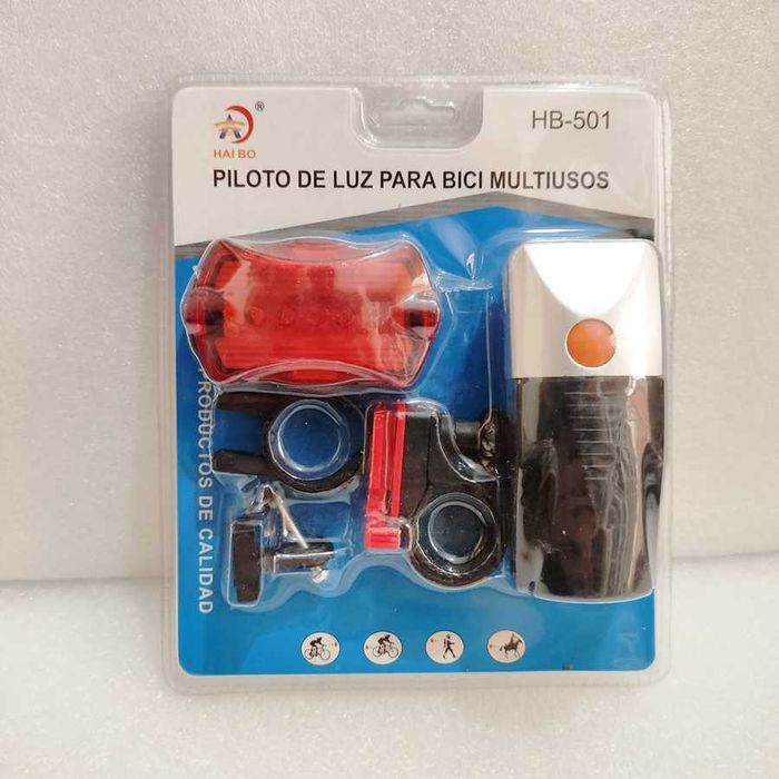 Lanterna de leds para bicicleta com luz branca frente e vermelha