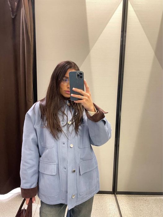 Новинка куртка з контрастним коміром Zara