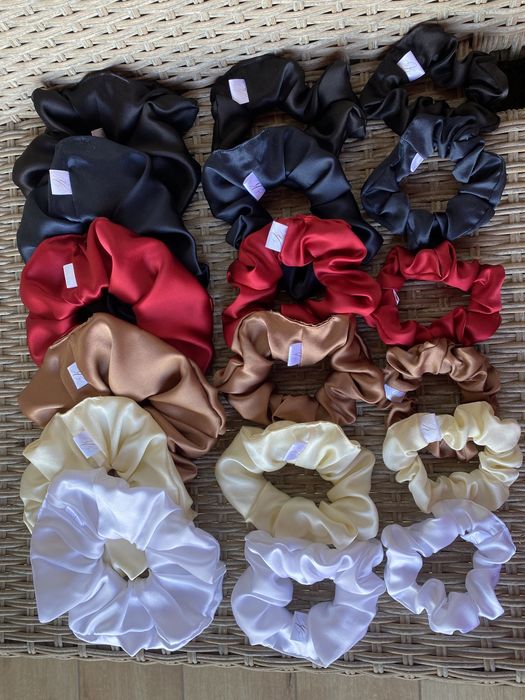 Scrunchies jedwab 100% zestaw 3 gumek w rozmiarach S,M,L