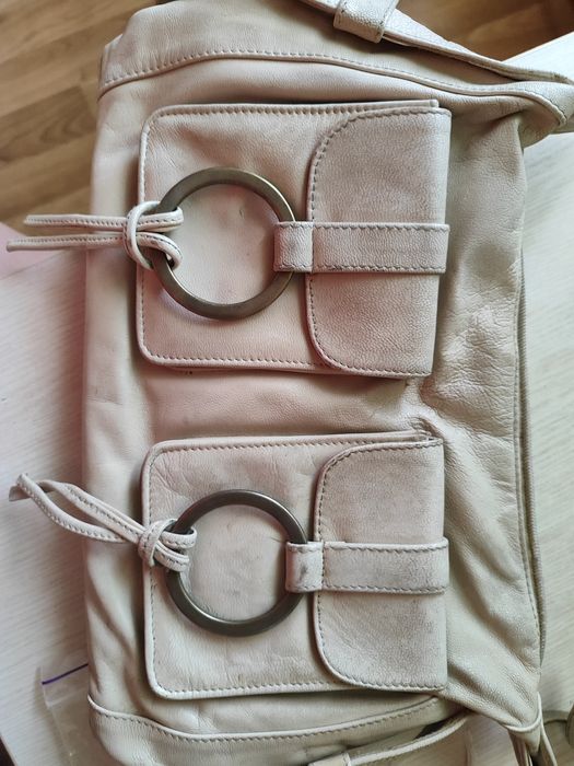 Сумка натуральная кожаная белая