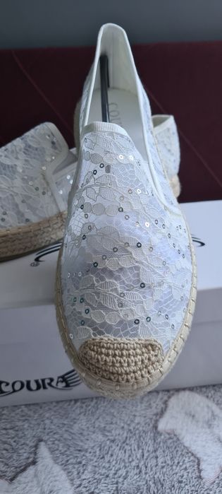 Espadryle białe koronka 41 Nowe