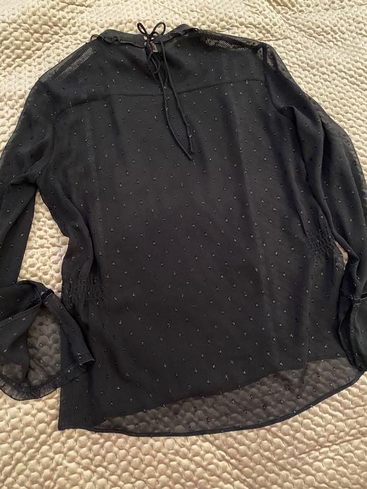 Блуза женская ZARA, черная вечерняя блуза Zara