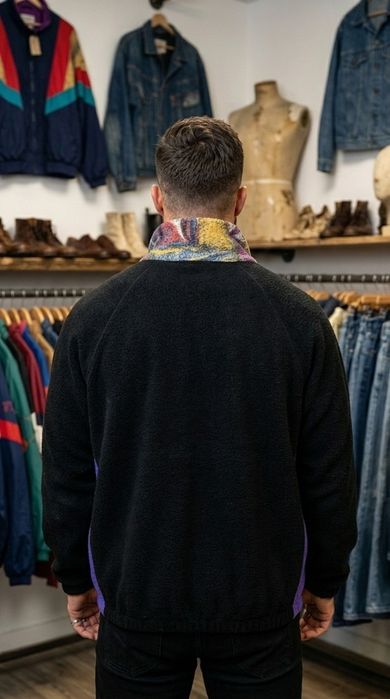 Винтажный оверсайз флис 80-90х Color-block / Ретро куртка / В отличном состоянии